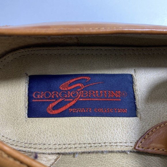 GIORGIO BRUTINI Mens 10 Loafers Private Collection Tan Leather Square Toe - Picture 12 of 12